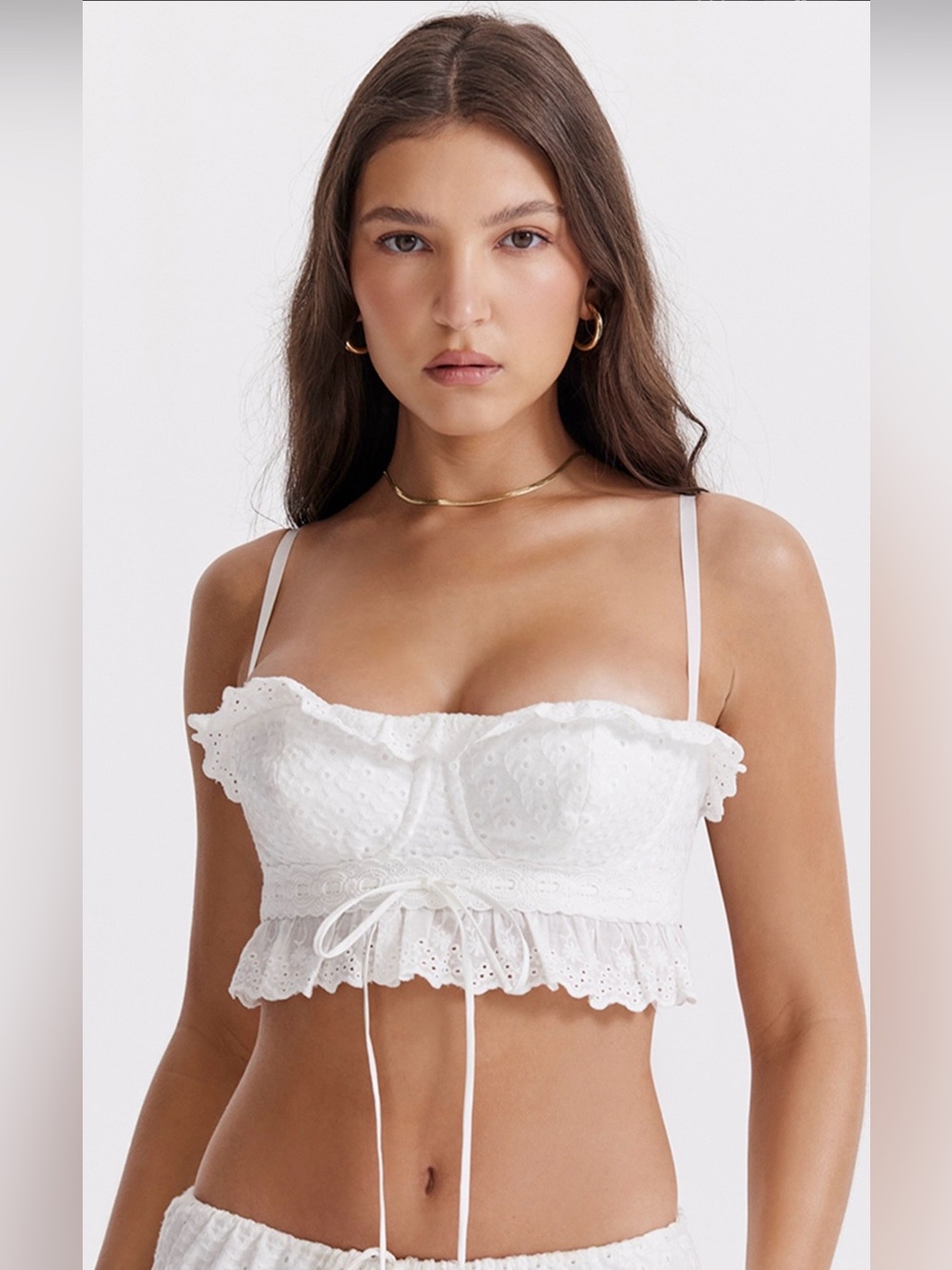 House of CB Federica White Broderie Bralette Top
